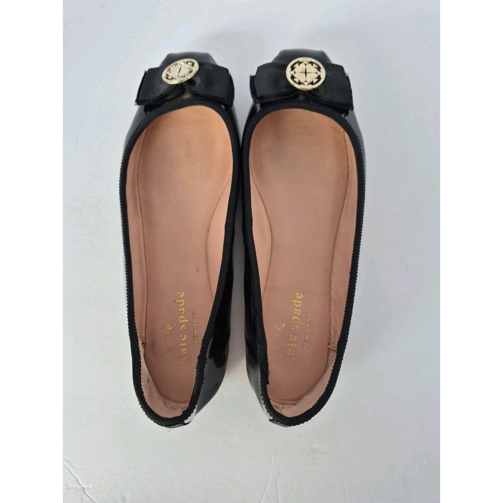 Kate Spade New York Black Patent Leather Bow Ballet Flats Women’s Size 7M - Picture 7 of 9
